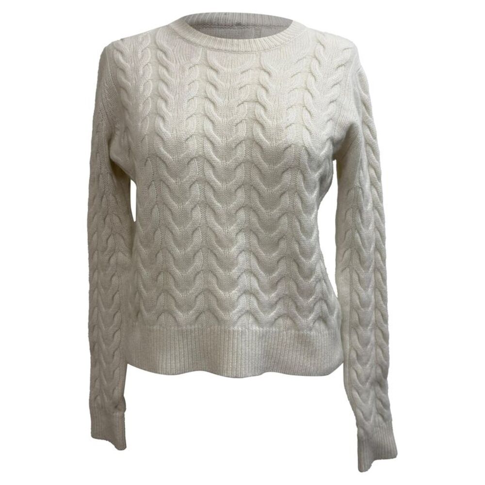 Max Mara Cable Knit Sweater in White Cashmere